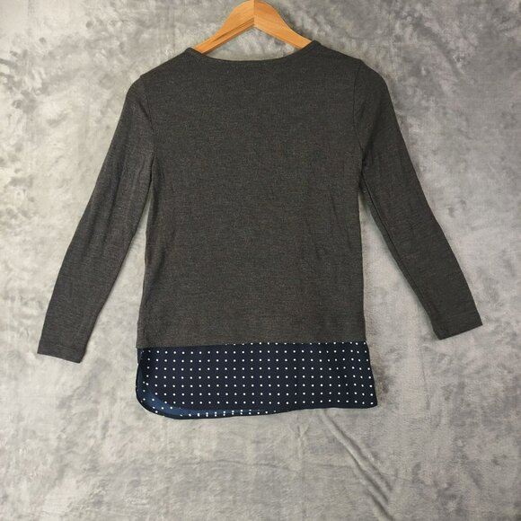 J‎ Crew Mercantile Womens Top XXS Gray Polka Dot Layered Look Long Sleeve Casual - Picture 5 of 10